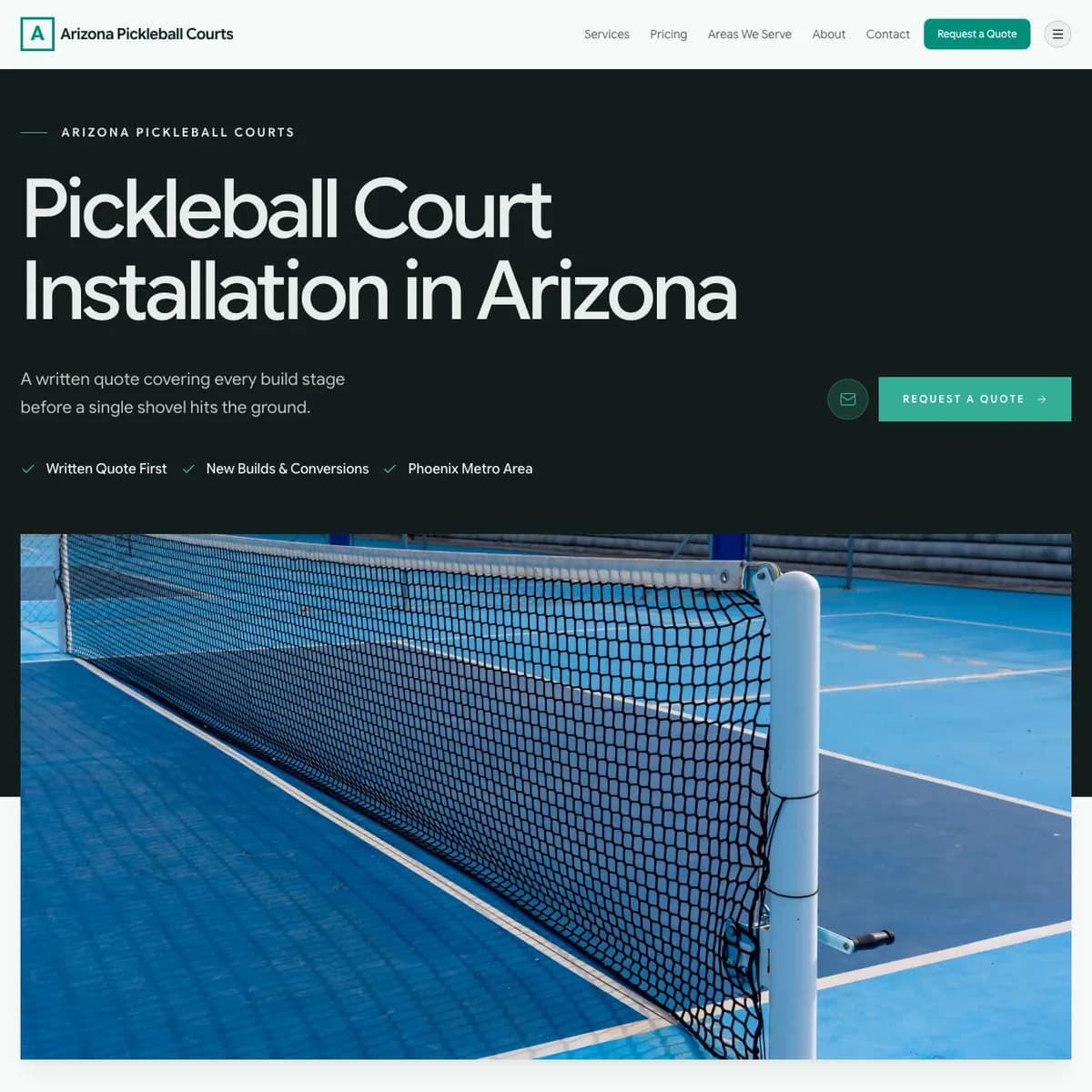 The Arizona Pickleball Courts website home page