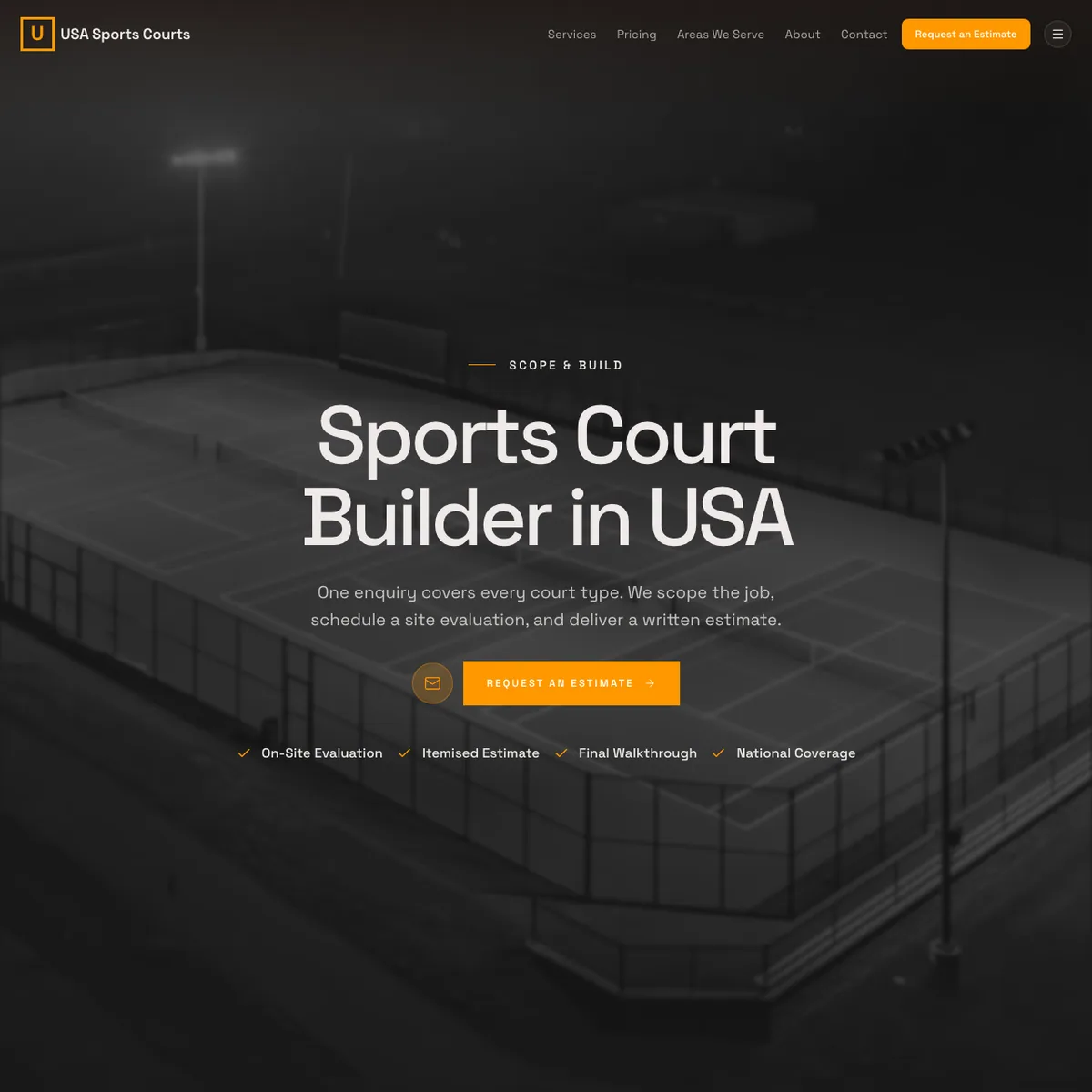 The USA Sports Courts website home page