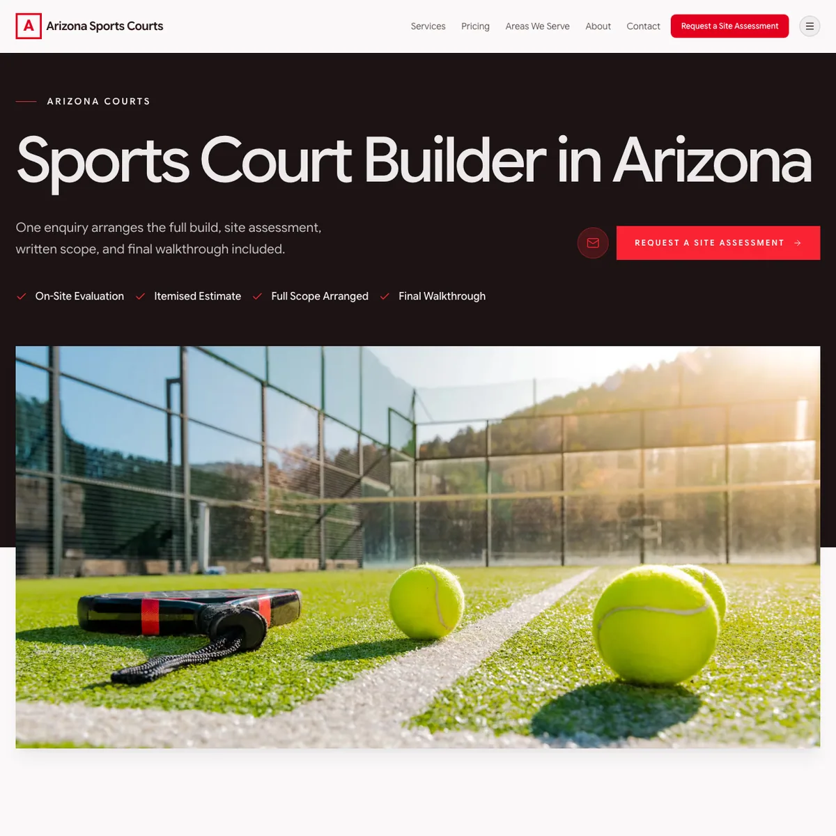 The Arizona Sports Courts website home page