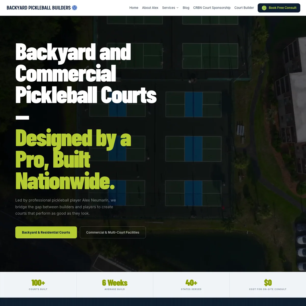 The Backyard Pickleball Builders website home page