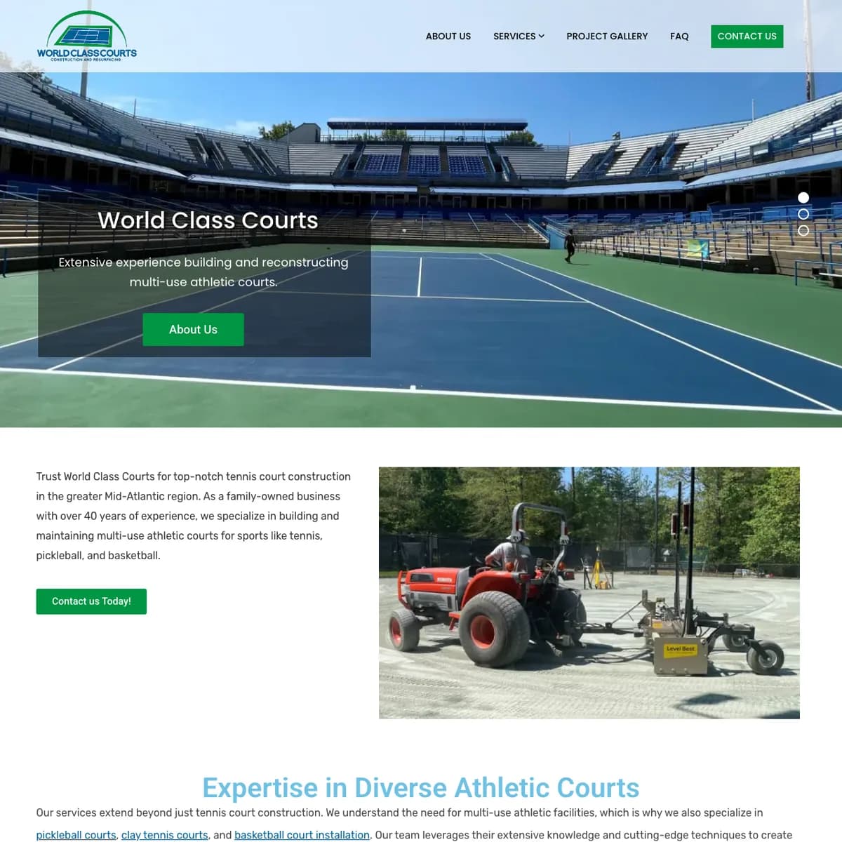The World Class Courts website home page