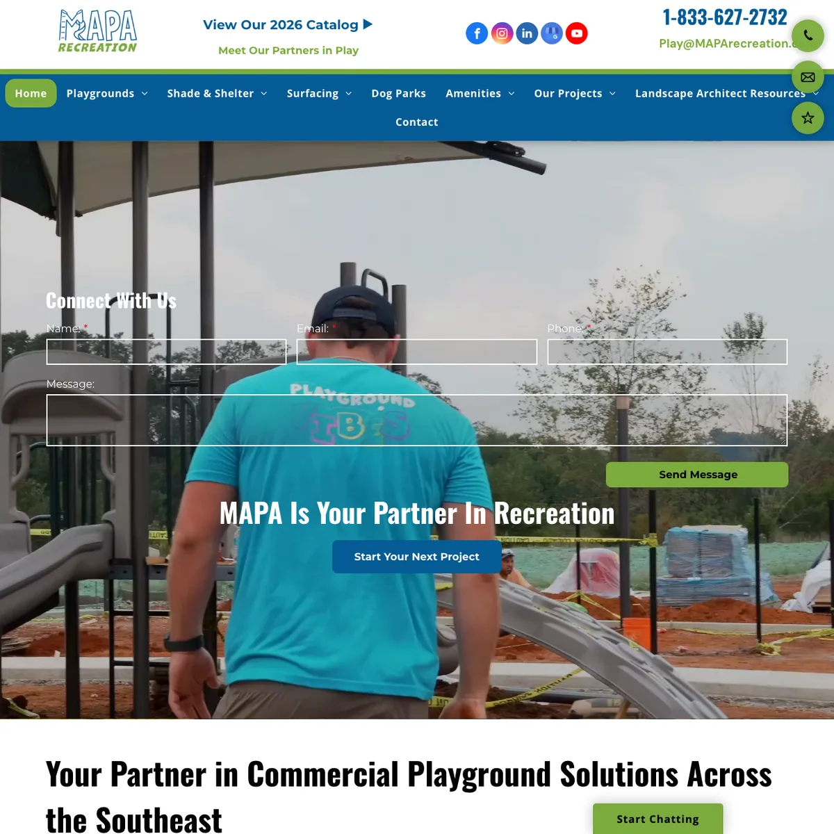 The MAPA Recreation website home page