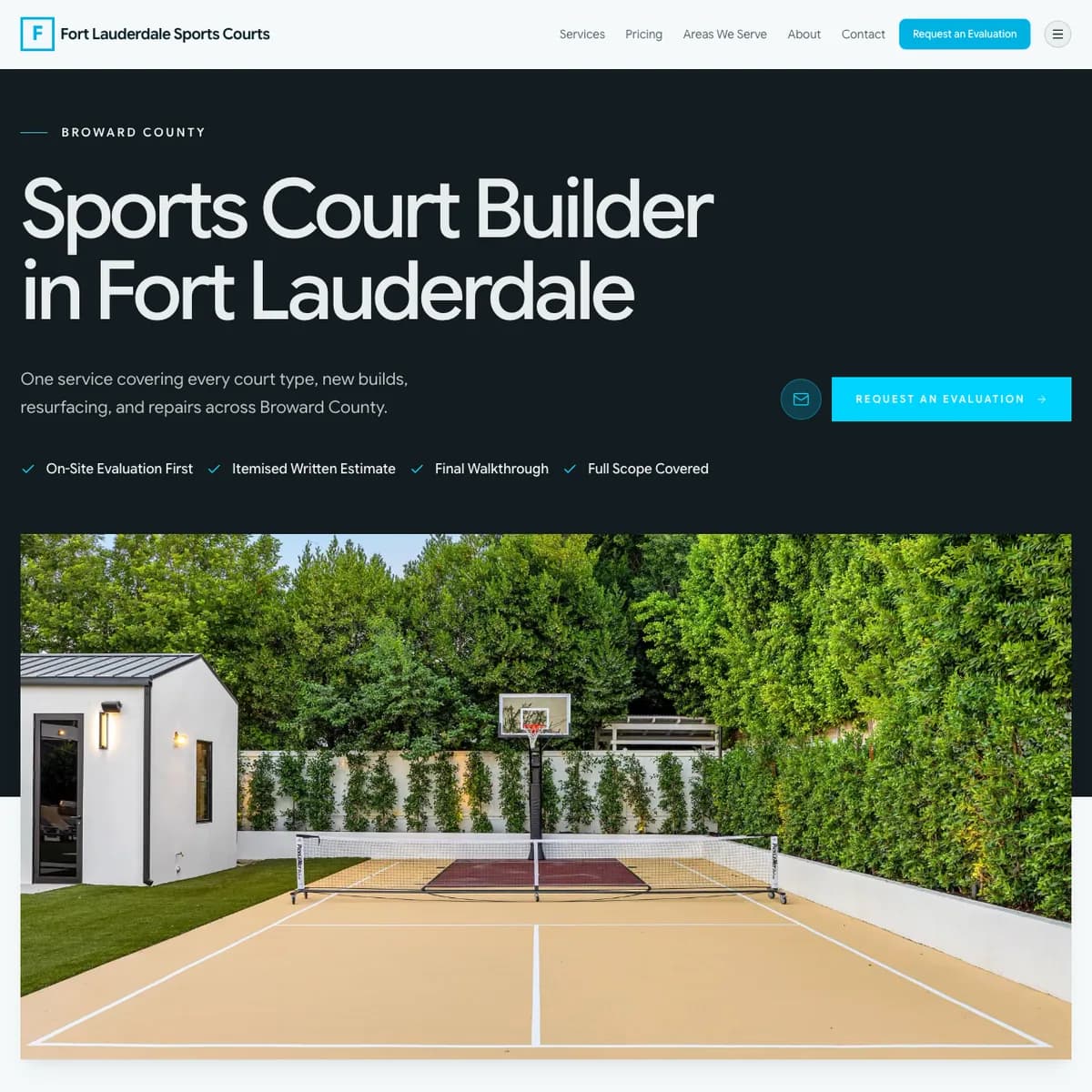The Fort Lauderdale Sports Courts website home page