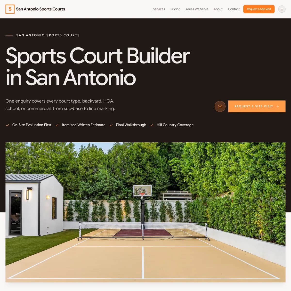 The San Antonio Sports Courts website home page