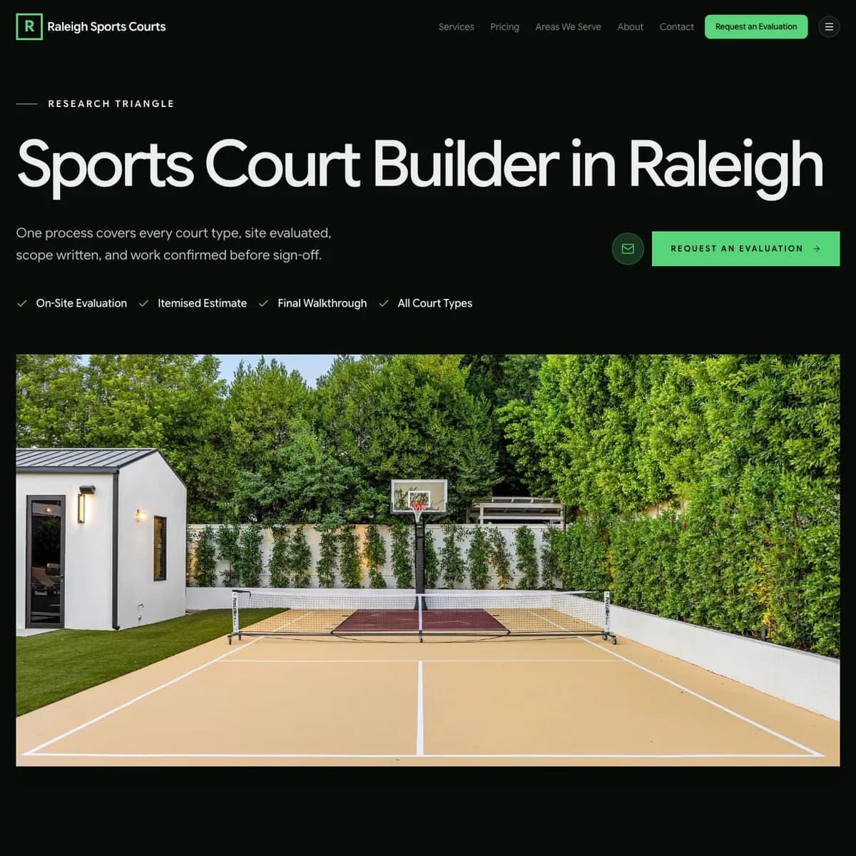 The Raleigh Sports Courts website home page