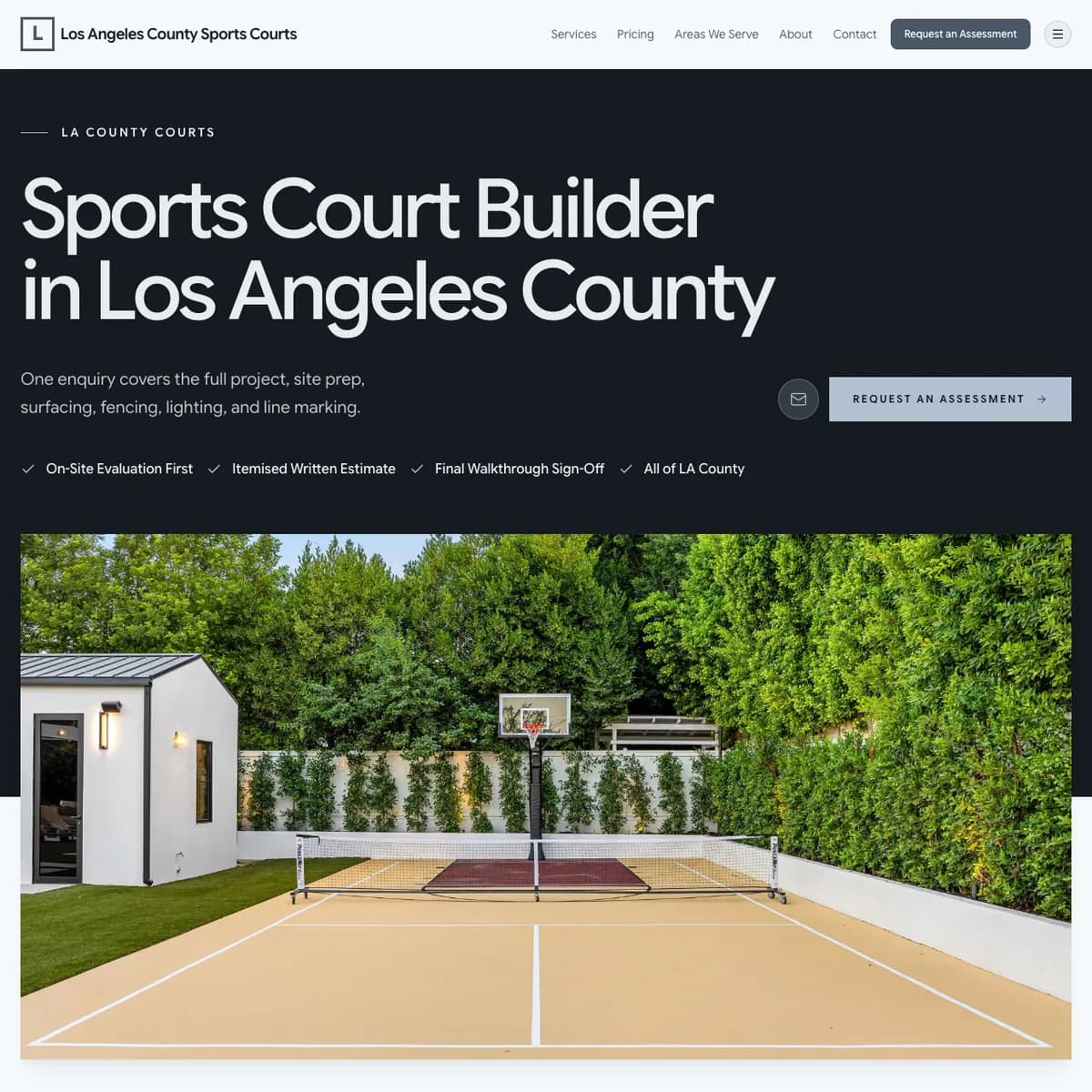 The Los Angeles County Sports Courts website home page