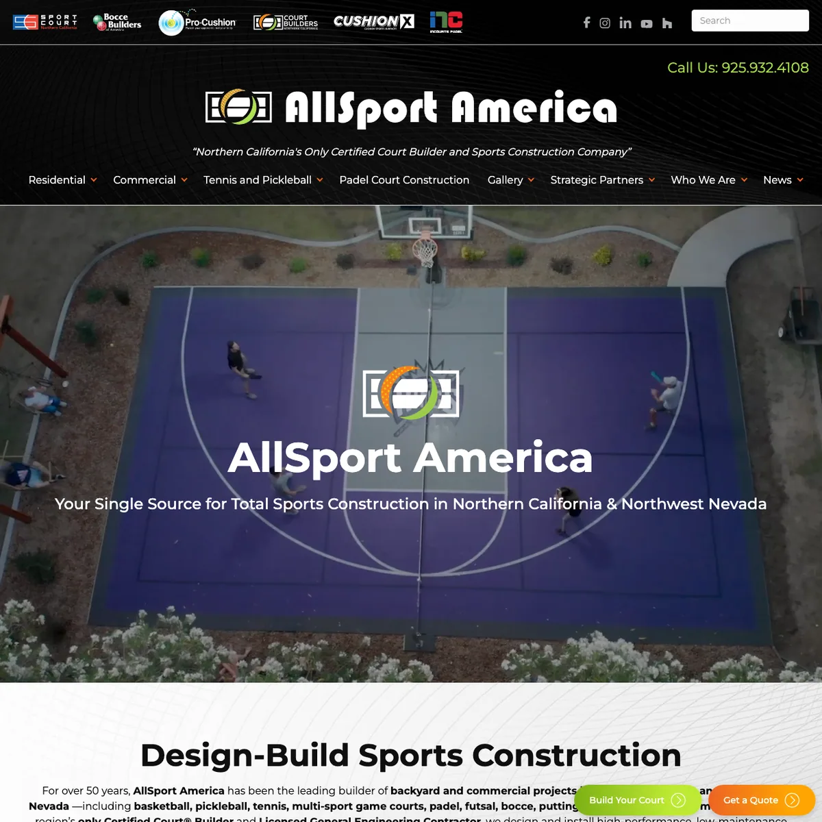 The AllSport America website home page