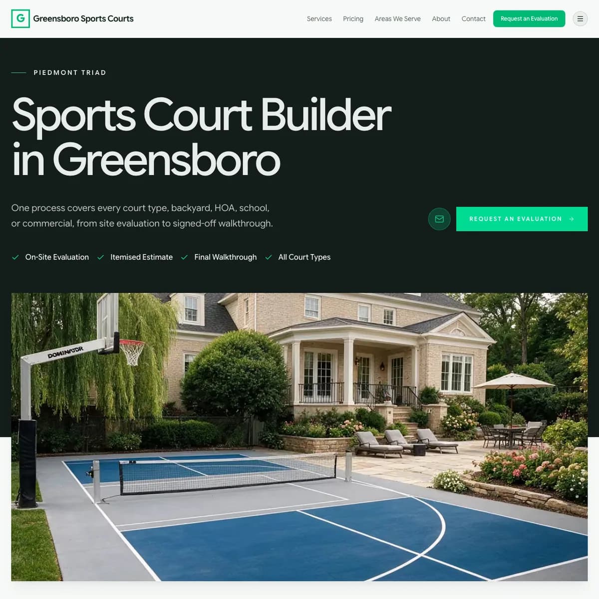 The Greensboro Sports Courts website home page