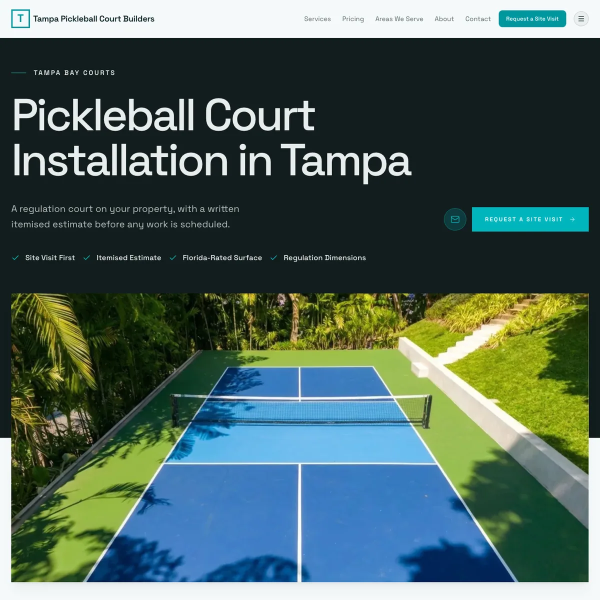 The Tampa Pickleball Court Builders website home page