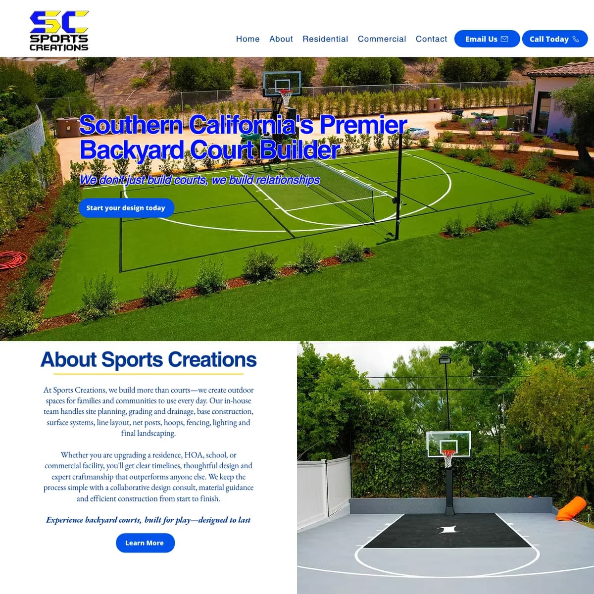 The Sports Creations website home page