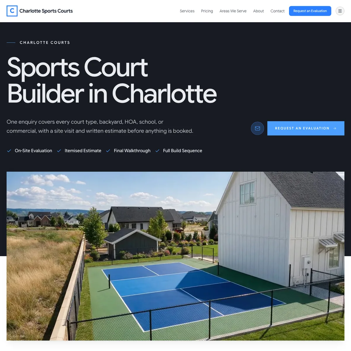 The Charlotte Sports Courts website home page
