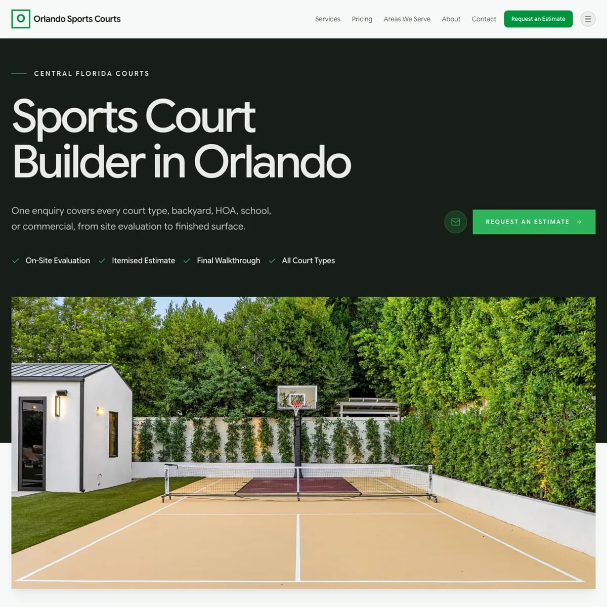 The Orlando Sports Courts website home page