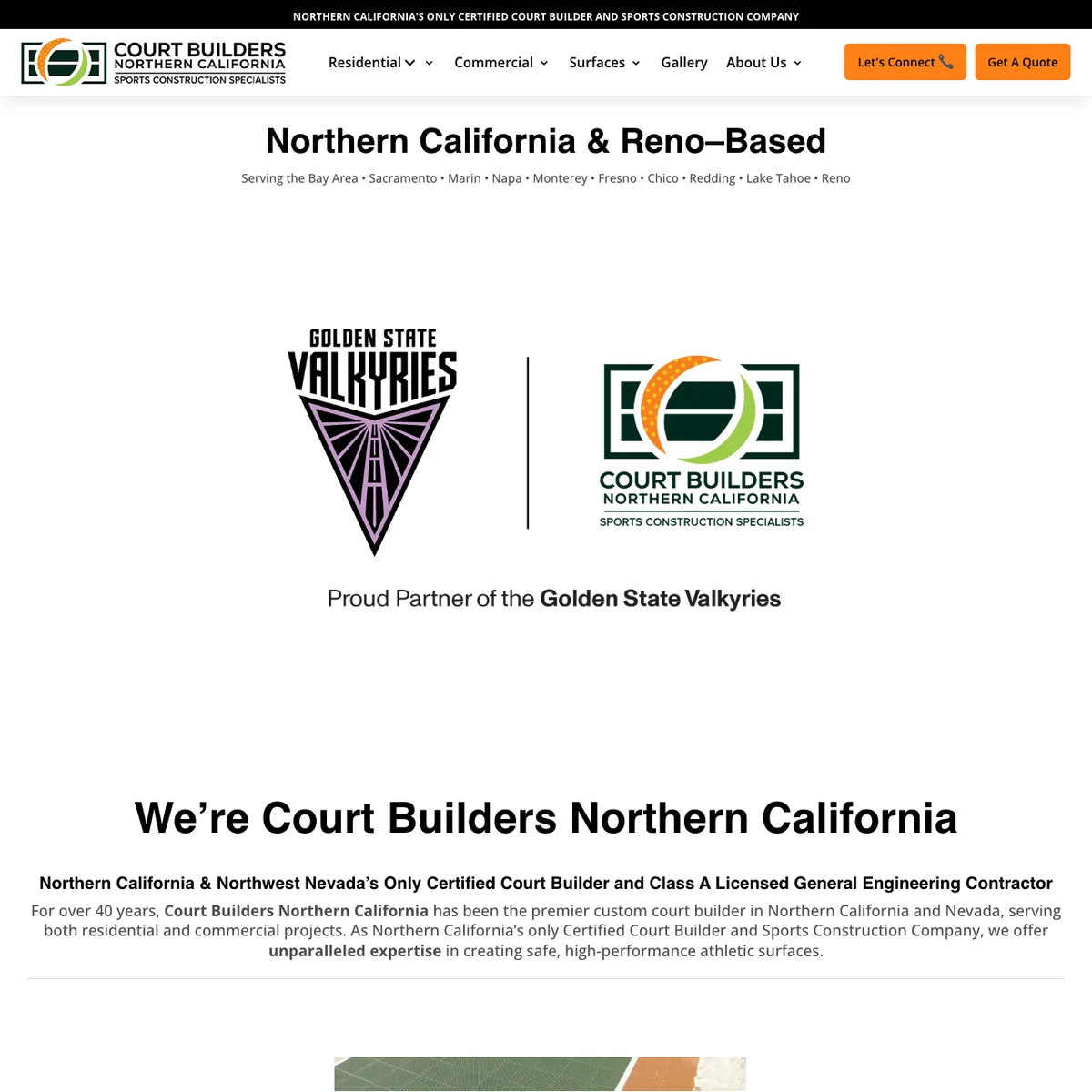 The Court Builders Northern California website home page