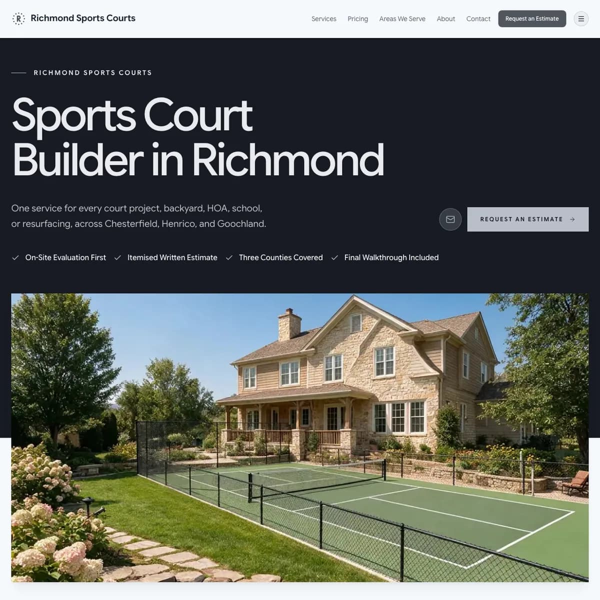 The Richmond Sports Courts website home page